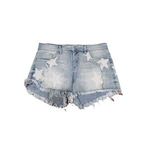 SL8 Denim Shorts Women's Size 28 Stars Raw Hem Distressed Edgy Summer Beach